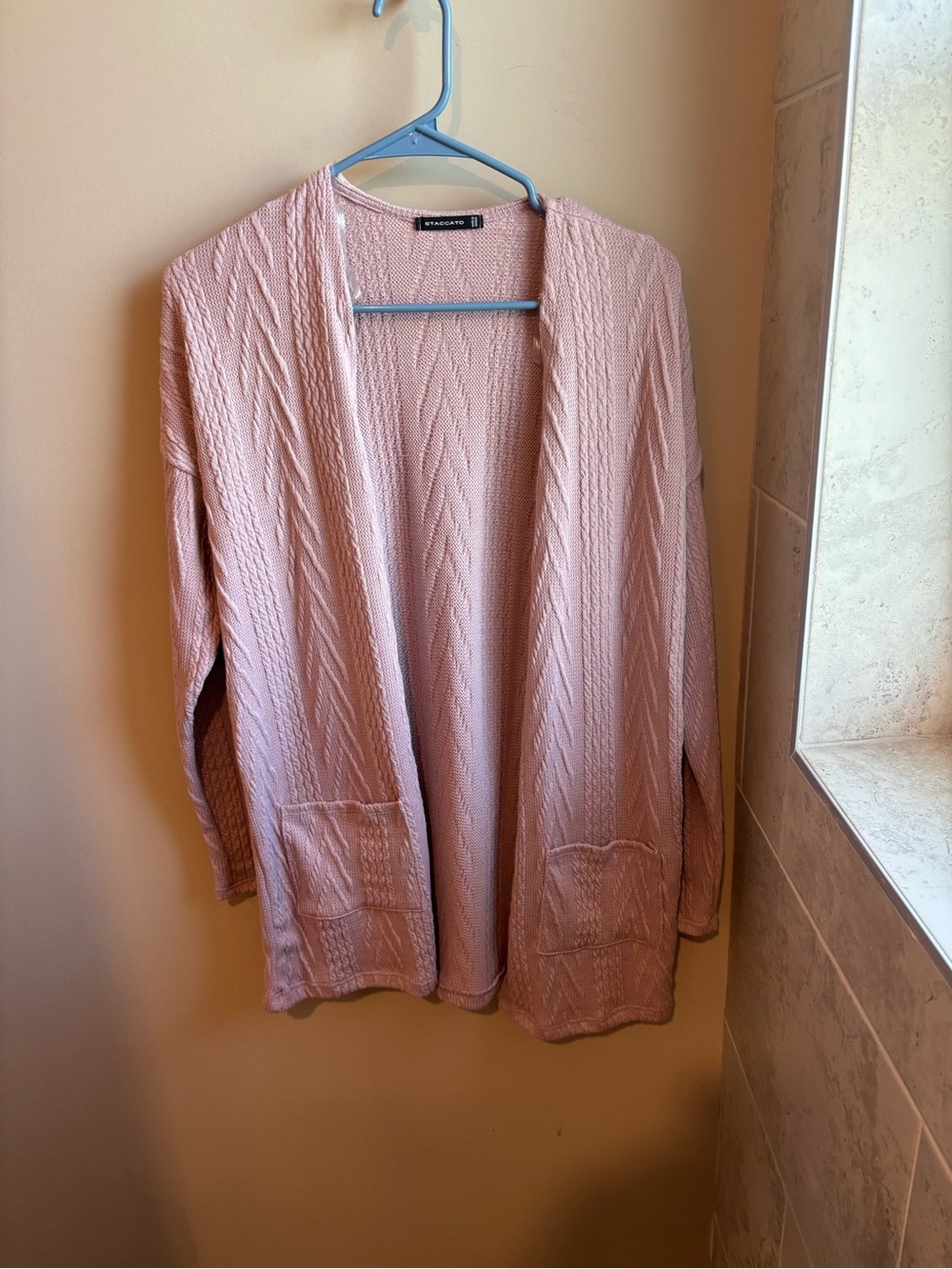 Staccato Dusty Lilac Open-Front Cable Knit Cardigan
